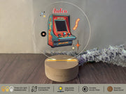 a wooden stand with a game on it