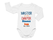 Short Sleeve Custom Name Bodysuit with Master of the Diaper Blowout