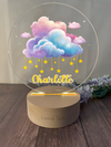 a clear acrylic plaque with a picture of a cloud and the words charlotte