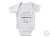 Short Sleeve Personalize Name And Date Baby Bodysuit for Girls With "Built For Cuddles"