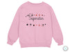 a pink sweatshirt with the words superstar printed on it