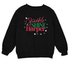 a black sweatshirt with sparkle and shine harper on it