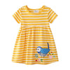 YELLOW STRIPED LITTLE BIRD PRINTED DRESS - SkipStars