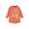 SkipStars Full Sleeve Baby Squirrel Pattern Girls Dress, Orange