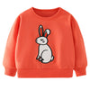 Full Sleeve Bunny Print Girls Sweatshirt, Orange