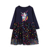 SkipStars Magical Unicorn Tulle Dress, Navy Blue