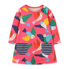 Long-Sleeve Birds Pattern Girls Dress