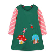 Long Sleeve Girls Fairies Dress Mushroom