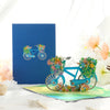 Personalized Handmade 3D Floral Bicycle Pop-up Greeting Card - Perfect for Congrats, Weddings, Thank Yous, & Thinking of You Gift for Her